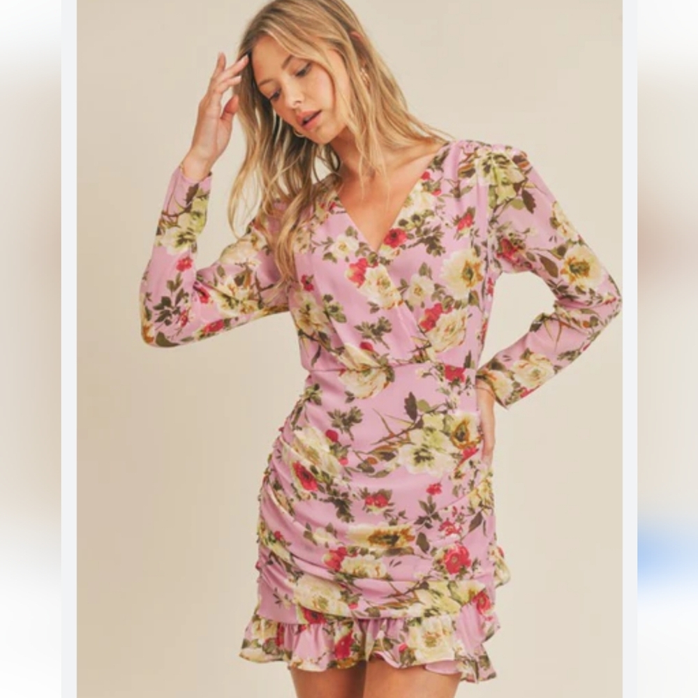 Lush NWT, Marvelous Mauve Floral Dress,Medium
